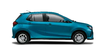Perodua car side profile showing tidy lines and balanced stance.