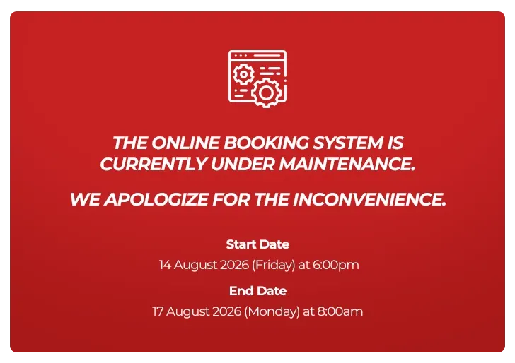 Online booking notice