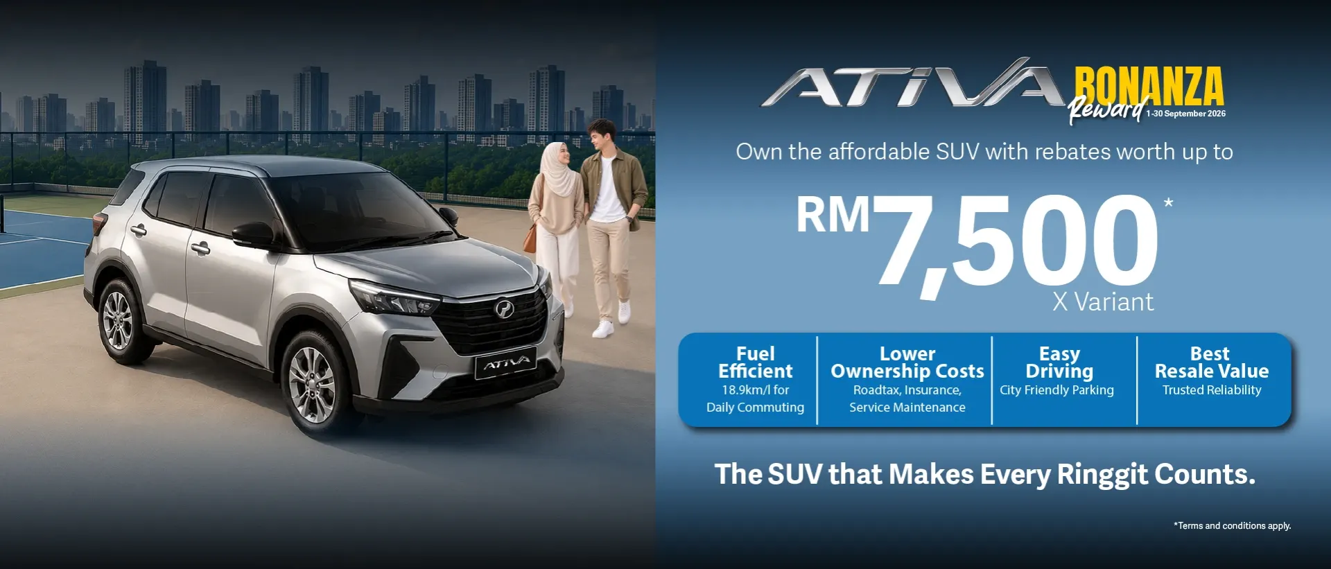 Perodua car in a minimalist studio hero pose for clarity and focus.