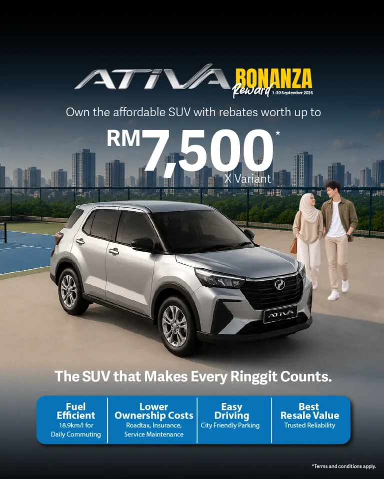 Perodua car in a minimalist studio hero pose for clarity and focus.