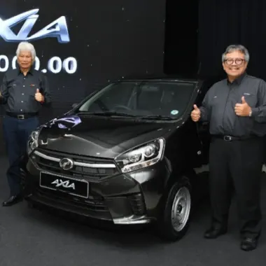 Perodua front seats with supportive bolstering shown clearly.
