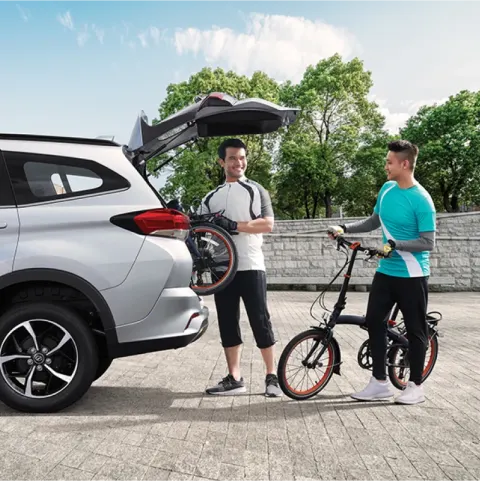 Perodua front seats with supportive bolstering shown clearly.