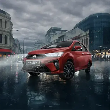 Perodua front seats with supportive bolstering shown clearly.