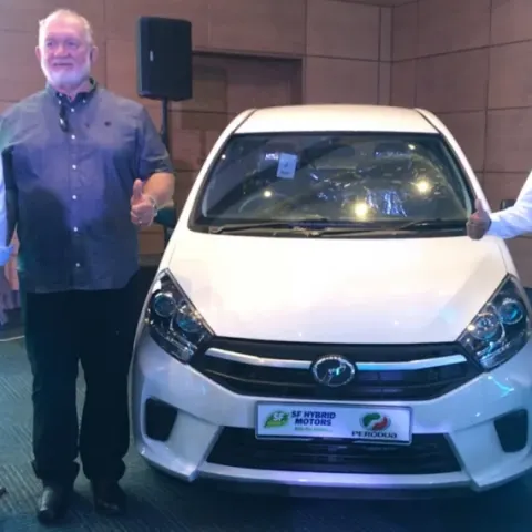 Perodua front seats with supportive bolstering shown clearly.
