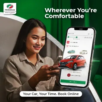 Perodua front seats with supportive bolstering shown clearly.