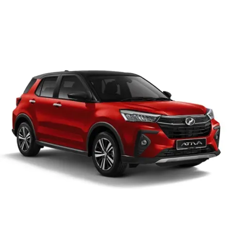 Perodua front seats with supportive bolstering shown clearly.
