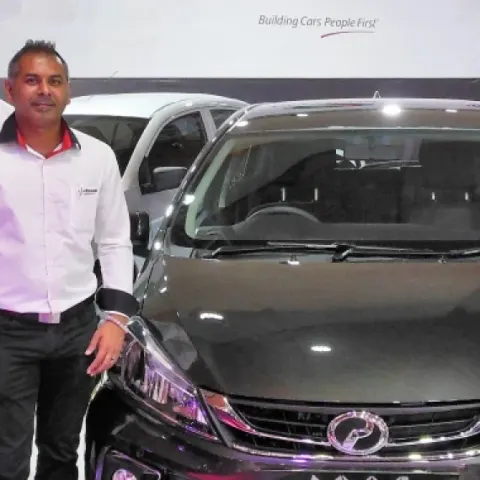 Perodua front seats with supportive bolstering shown clearly.