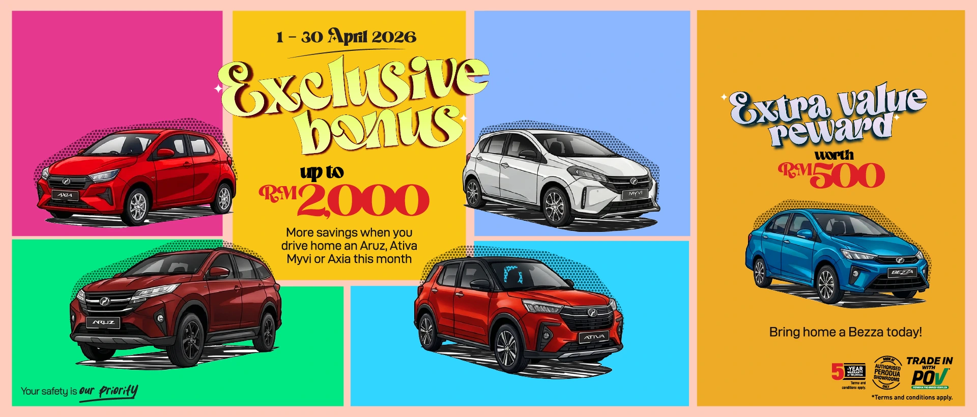 Perodua car in a minimalist studio hero pose for clarity and focus.