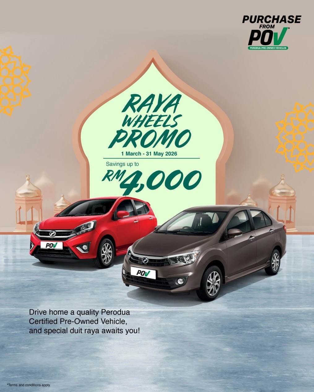 Perodua car in a minimalist studio hero pose for clarity and focus.